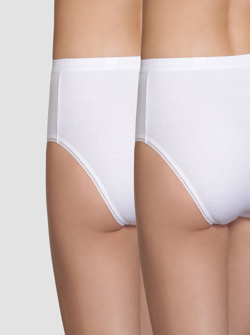 Lot de 2 Culottes Maxi Coton Pur Coton Blanc - Kiabi