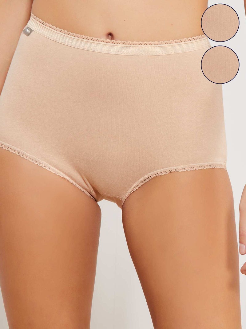 Lot de 2 culottes maxi coton stretch 'Playtex' beige - Kiabi