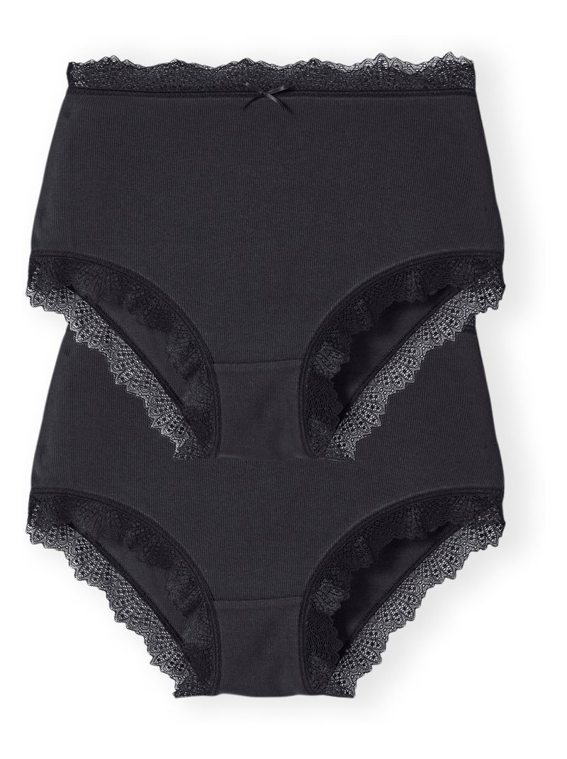 Lot de 2 culottes maxi en coton biologique - Damart Noir - Kiabi