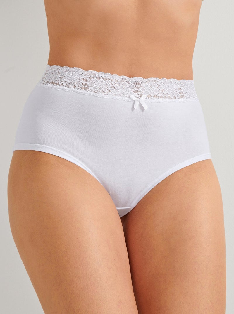 Lot de 2 culottes maxi jersey et dentelle Blanc - Kiabi