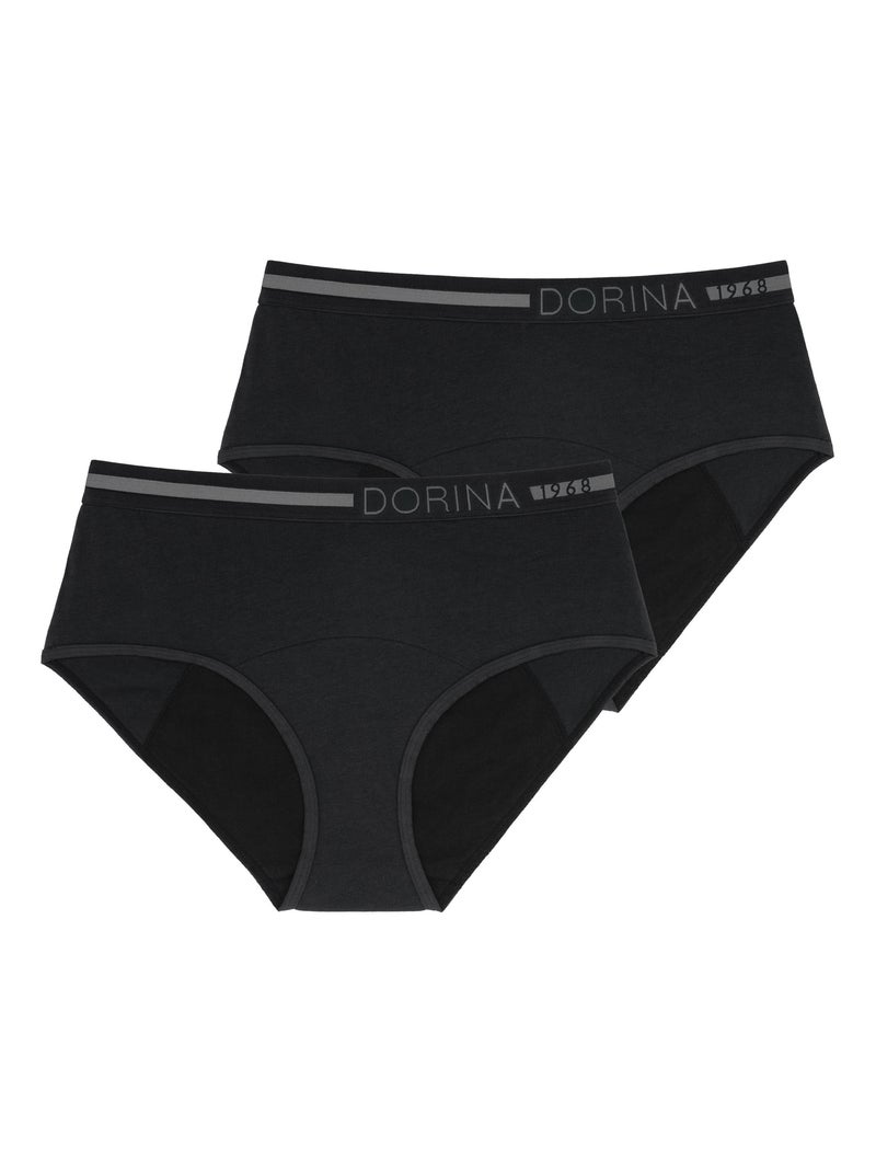 Lot de 2 culottes menstruelles culotte midi Dorina Noir - Kiabi