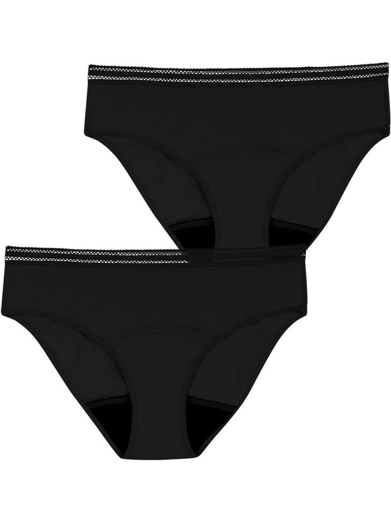 Lot de 2 culottes menstruelles femme Athena Noir - Kiabi