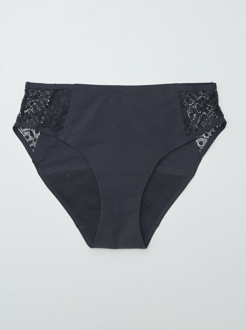 Lot de 2 culottes menstruelles flux léger Rouge/Noir - Kiabi