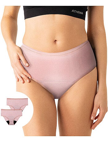 Lot de 2 culottes menstruelles taille haute femme Athena