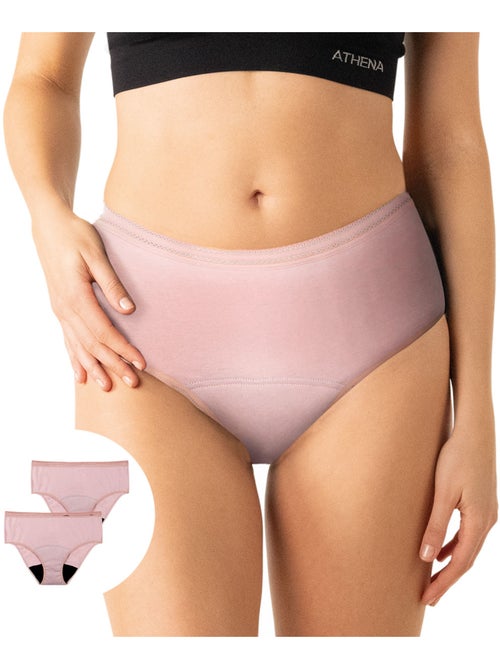 Lot de 2 culottes menstruelles taille haute femme Athena - Kiabi