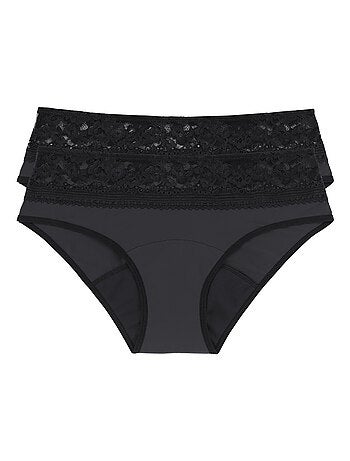 Lot de 2 culottes mentruelles en dentelle hipster classique Dorina