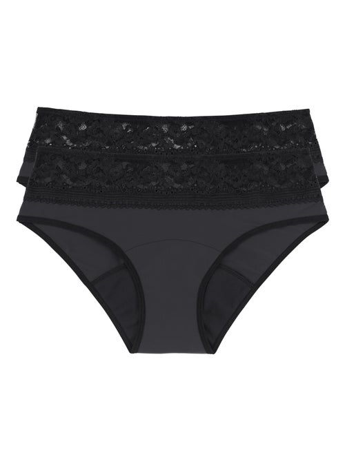 Lot de 2 culottes mentruelles en dentelle hipster classique Dorina - Kiabi Lot de 2 culottes mentruelles en dentelle hipster classique Dorina - Kiabi