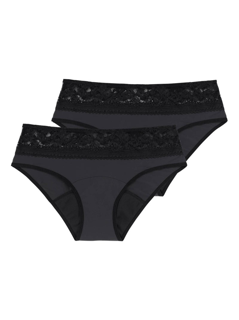 Lot de 2 culottes mentruelles en dentelle hipster classique Dorina Noir - Kiabi