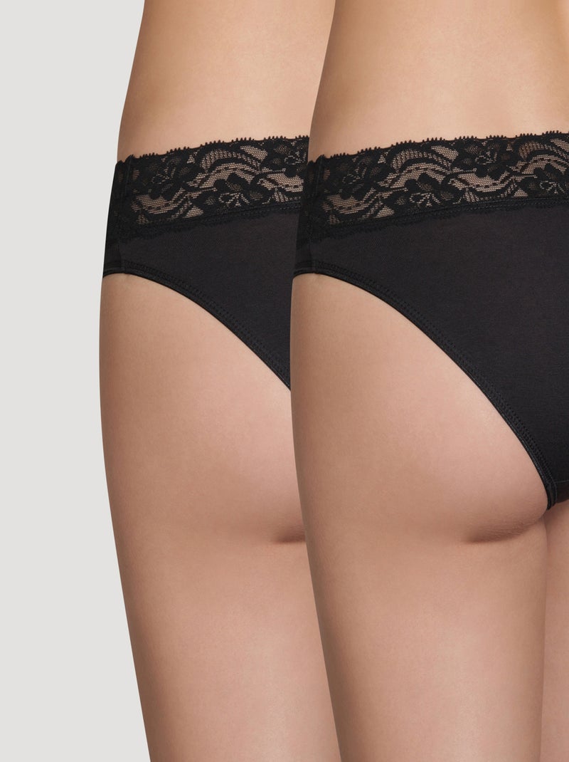 Lot de 2 Culottes Mini Coton Plus Noir - Kiabi