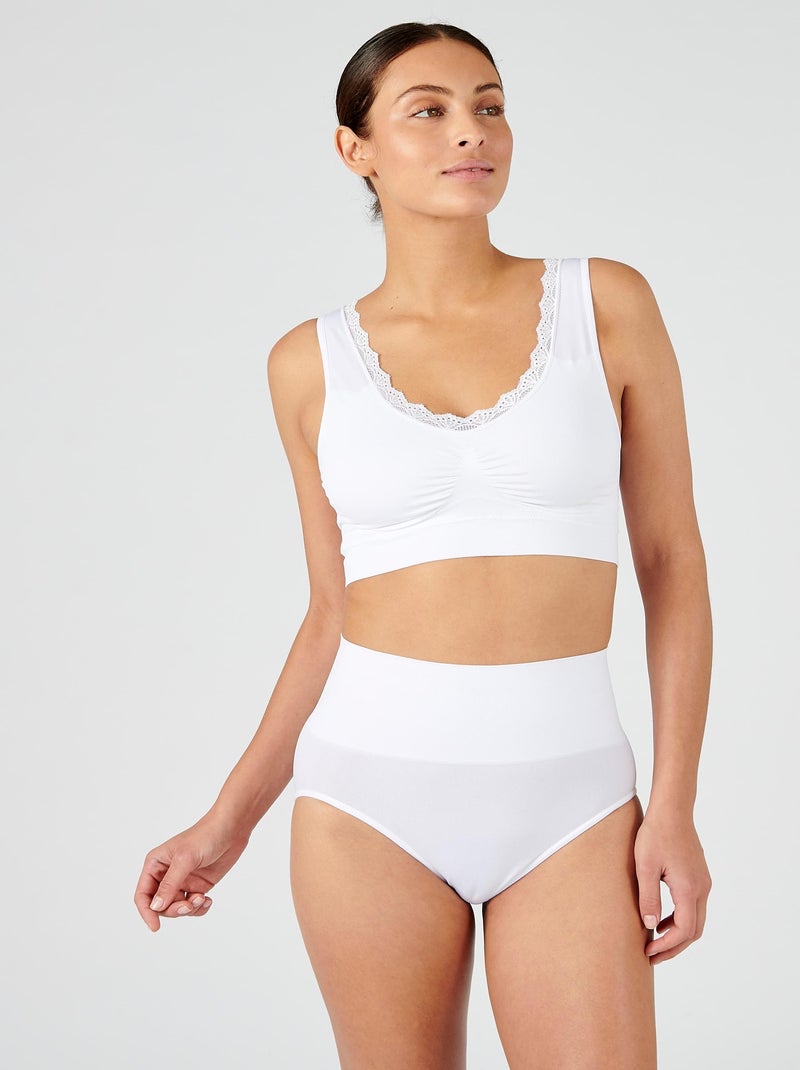 Lot de 2 culottes sans couture taille haute effet ventre plat  - Damart Blanc - Kiabi