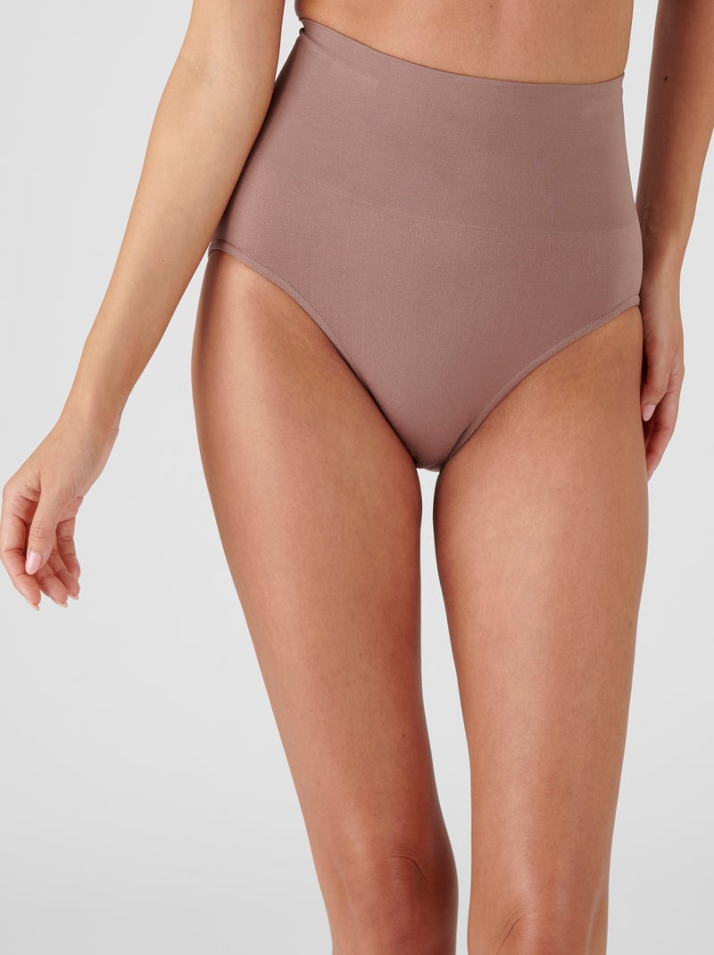 Lot de 2 culottes sans couture taille haute effet ventre plat  - Damart Marron - Kiabi