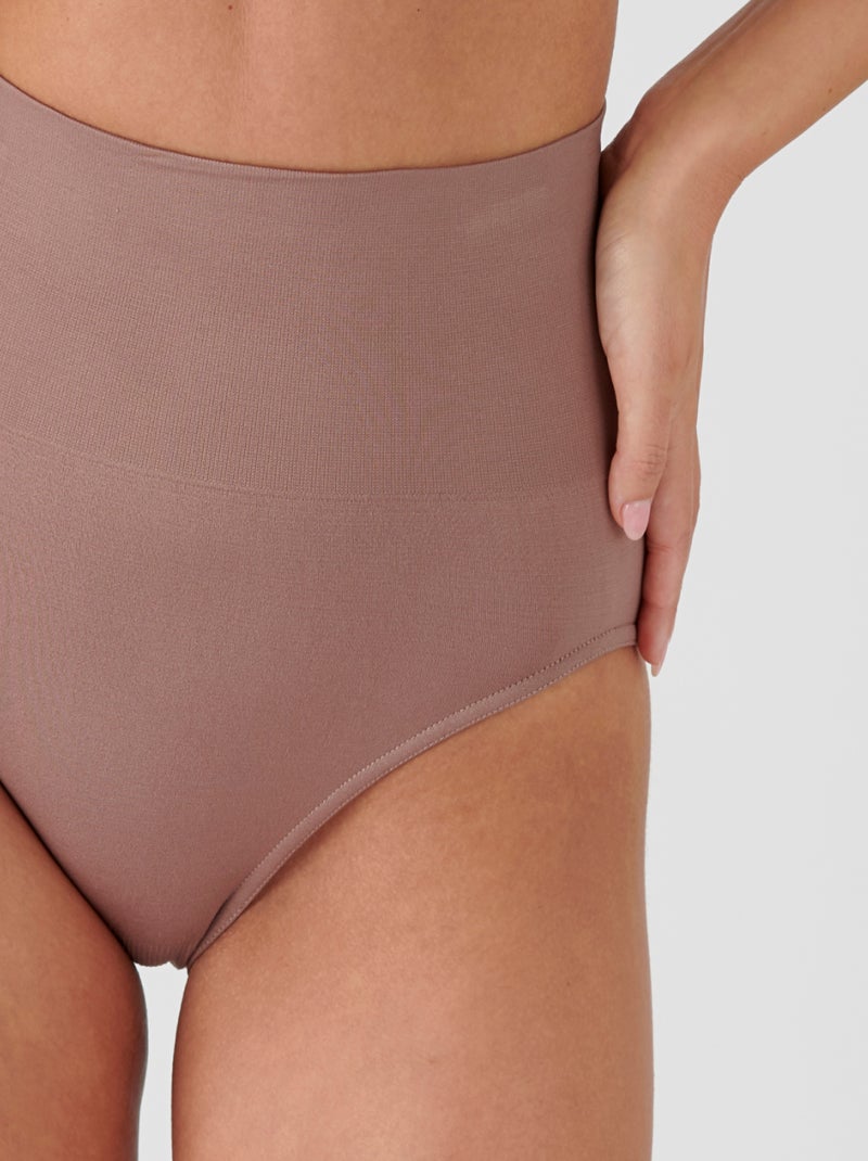 Lot de 2 culottes sans couture taille haute effet ventre plat  - Damart Marron - Kiabi