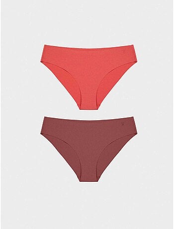 Lot de 2 culottes sans coutures en microfibre satinée