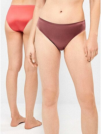Lot de 2 culottes sans coutures en microfibre satinée