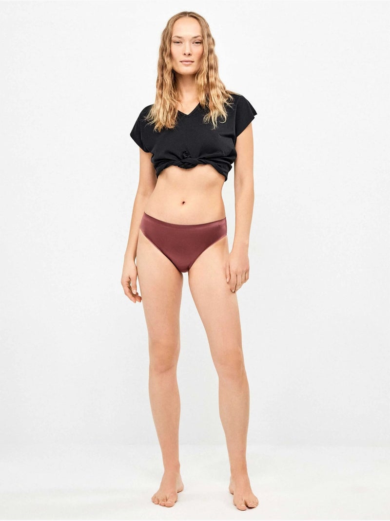 Lot de 2 culottes sans coutures en microfibre satinée Multicolore - Kiabi