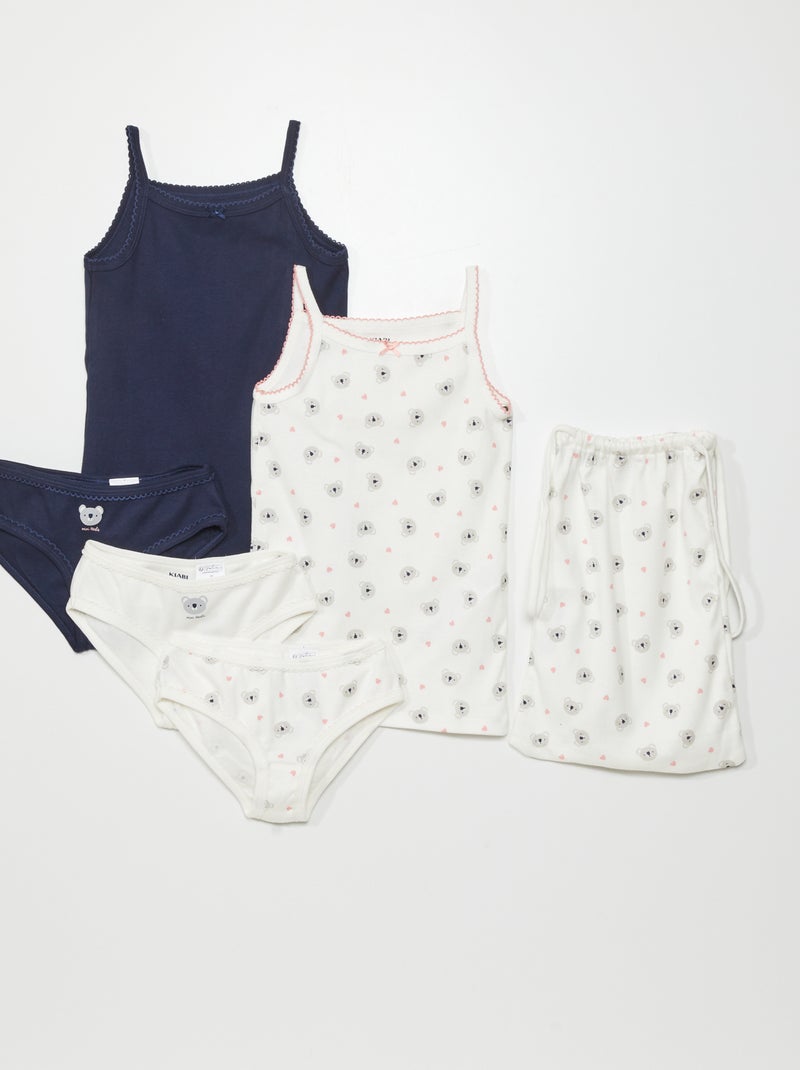 Lot de 2 débardeurs + 3 culottes - 5 pièces Blanc - Kiabi