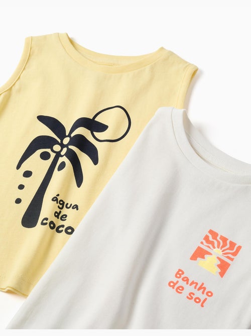 Lot de 2 débardeurs en coton avec imprimés plage - Kiabi