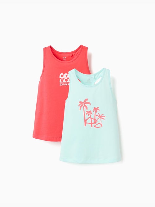 Lot de 2 débardeurs en coton avec imprimés plage - Kiabi
