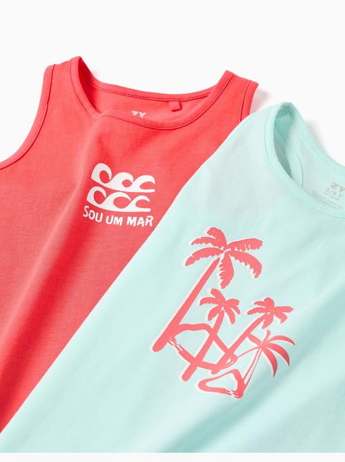 Lot de 2 débardeurs en coton avec imprimés plage - Kiabi