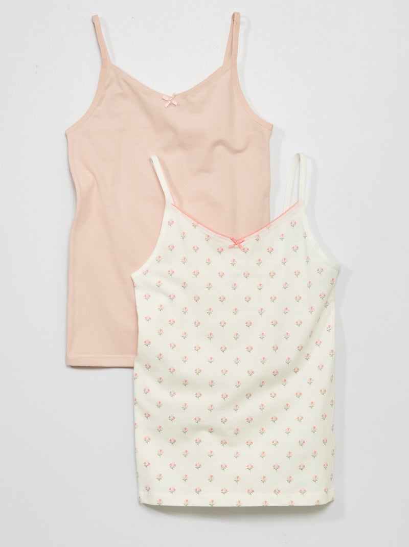 Lot de 2 débardeurs en coton stretch Blanc - Kiabi