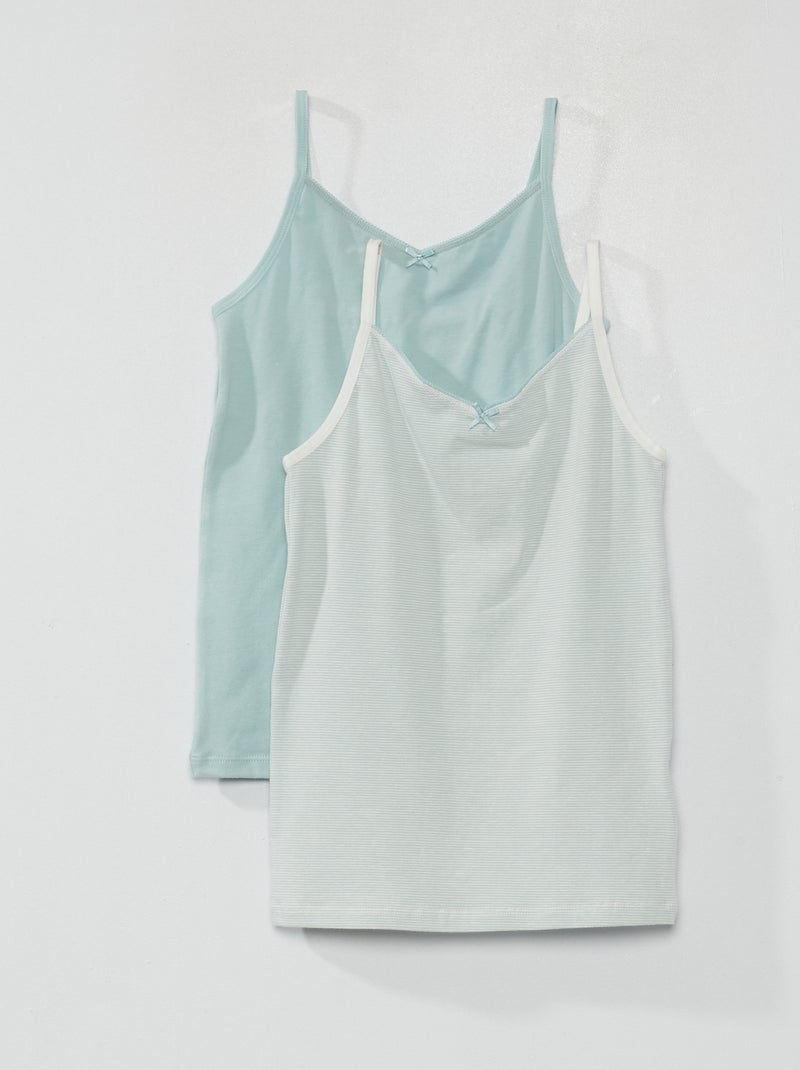 Lot de 2 débardeurs en coton stretch Vert eau - Kiabi
