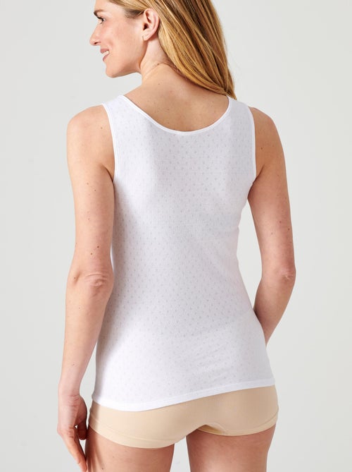 Lot de 2 débardeurs Essential maille jacquard et dentelle pur coton peigné - Damart - Kiabi