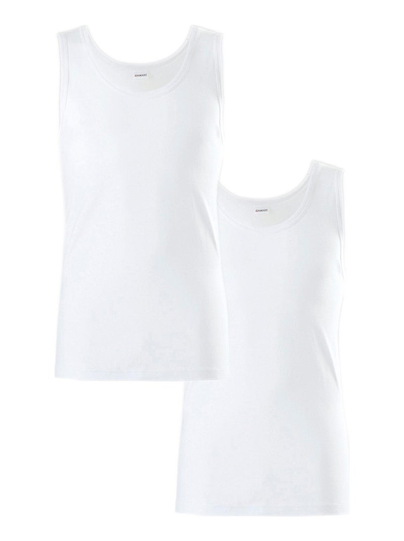 Lot de 2 débardeurs Essential pur coton peigné - Damart Blanc - Kiabi