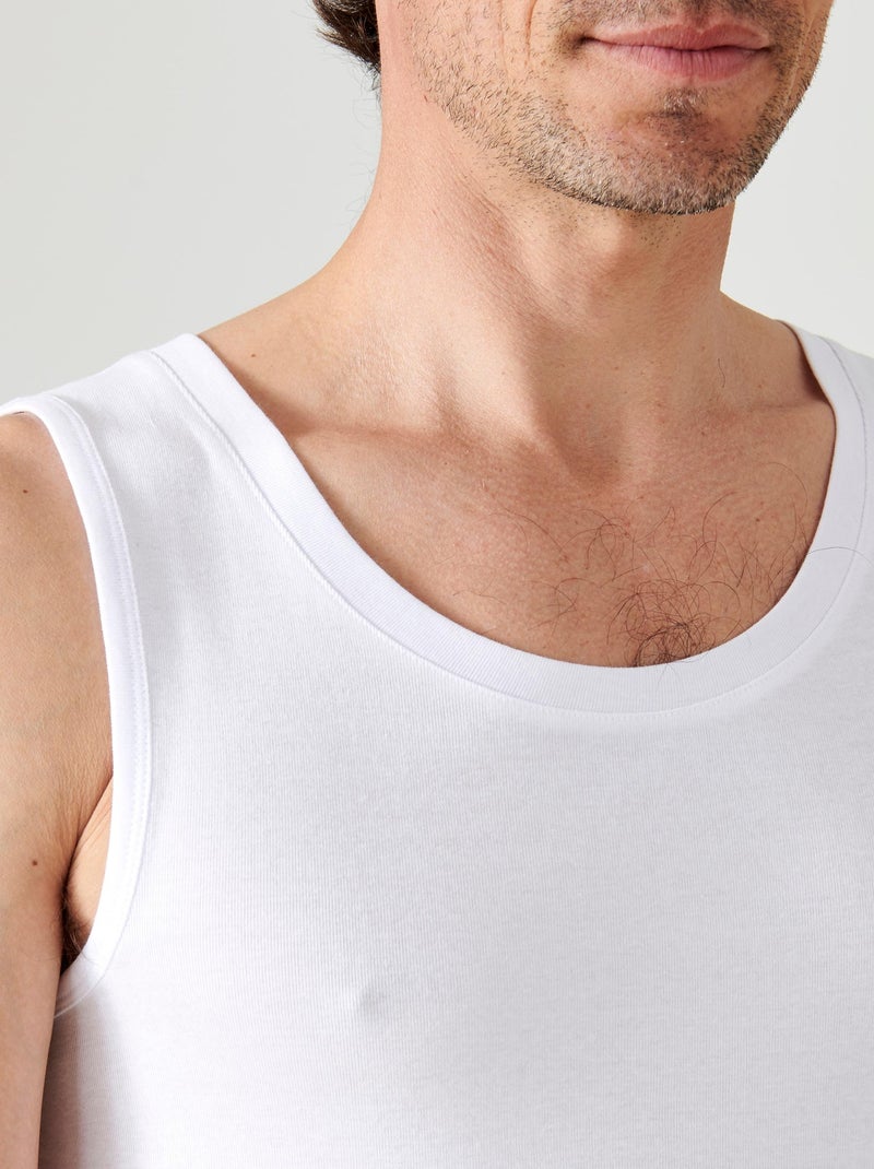 Lot de 2 débardeurs Essential pur coton peigné - Damart Blanc - Kiabi