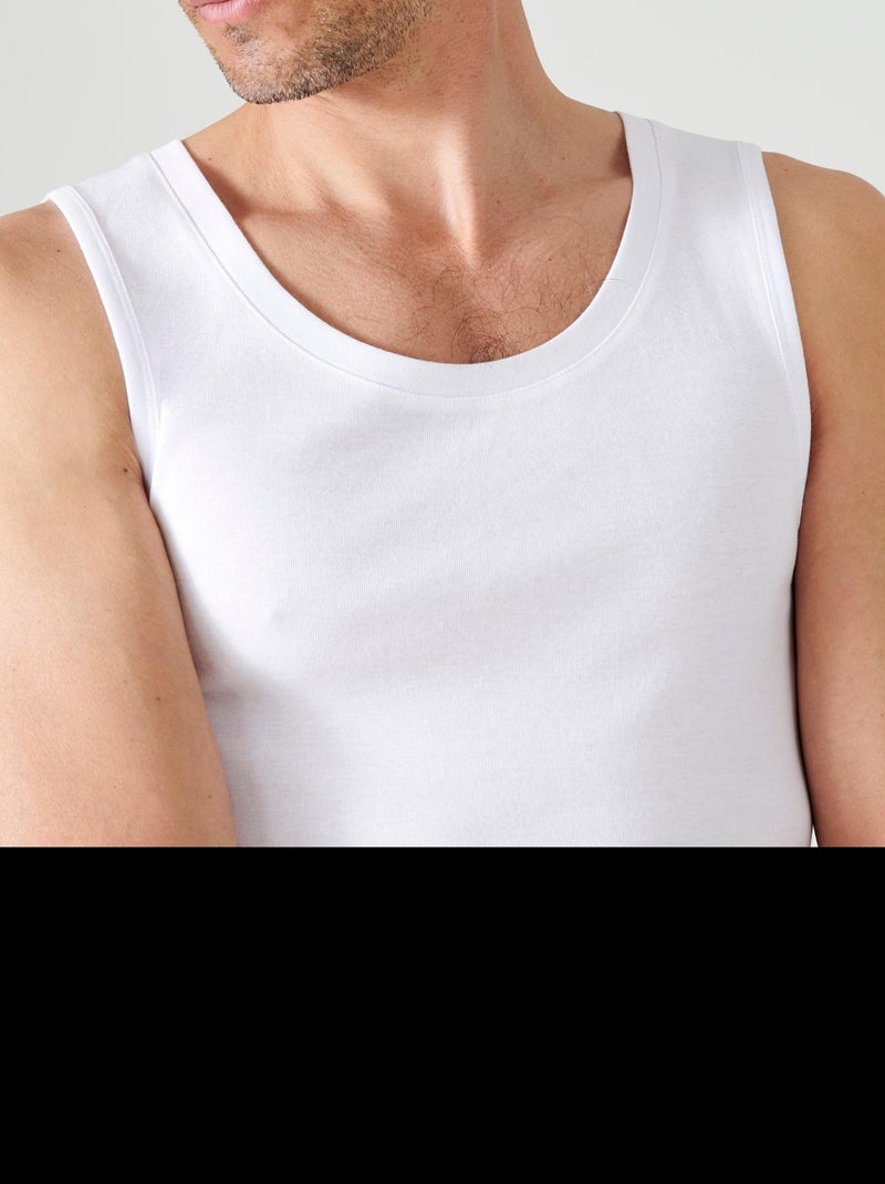 Lot de 2 débardeurs Essential pur coton peigné - Damart Blanc - Kiabi