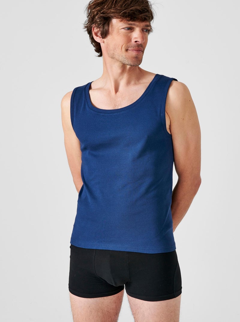 Lot de 2 débardeurs Essential pur coton peigné - Damart Bleu marine - Kiabi