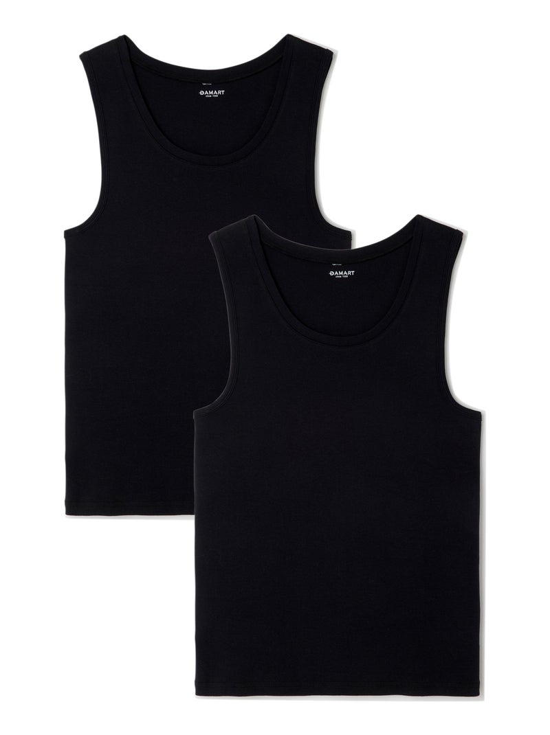 Lot de 2 débardeurs Essential pur coton peigné - Damart Noir - Kiabi