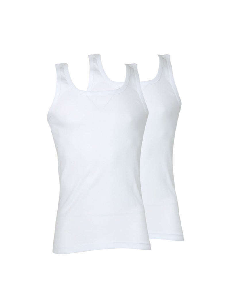 Lot de 2 débardeurs homme Coton Bio Athena Blanc Blanc - Kiabi