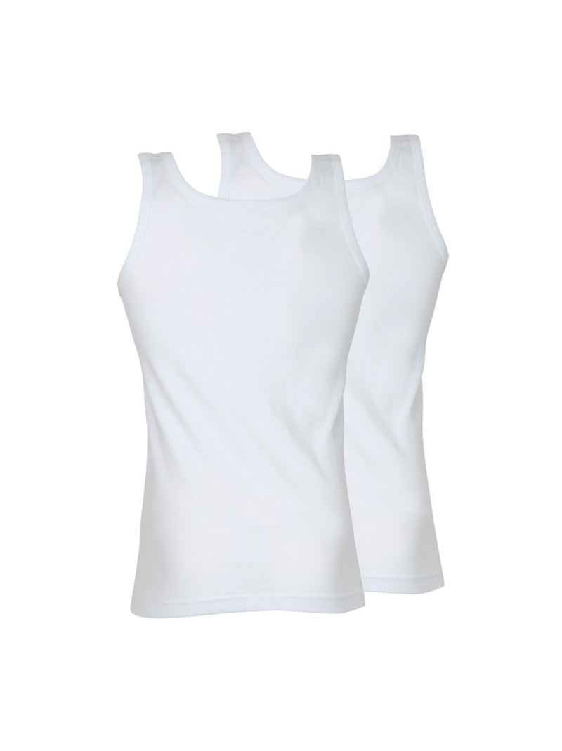 Lot de 2 débardeurs homme Coton Bio Athena Blanc Blanc - Kiabi
