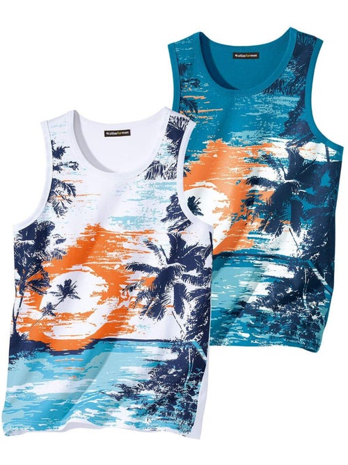 Lot de 2 Débardeurs Sunset - ATLAS FOR MEN - Kiabi Lot de 2 Débardeurs Sunset - ATLAS FOR MEN - Kiabi