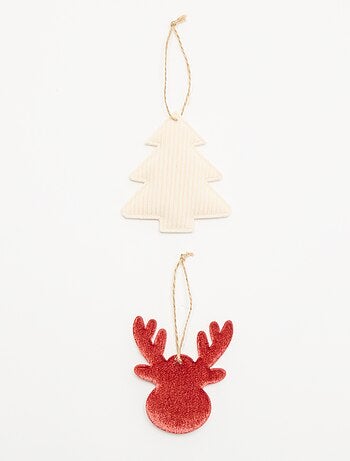 Lot de 2 décorations de Noël en feutrine