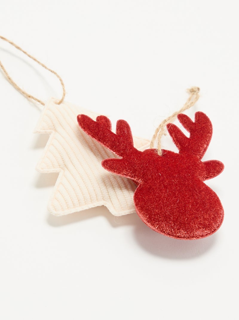 Lot de 2 décorations de Noël en feutrine Rouge - Kiabi