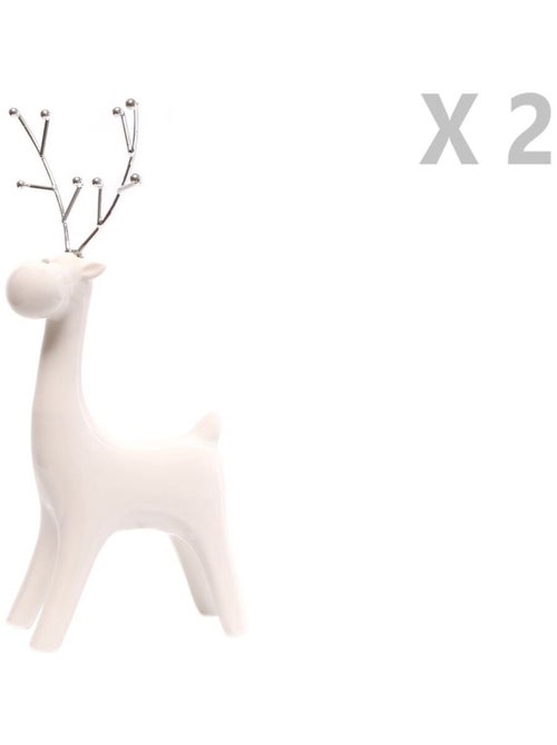 Lot de 2 décorations de Noël renne en porcelaine ICE XMAS - Kiabi Lot de 2 décorations de Noël renne en porcelaine ICE XMAS - Kiabi