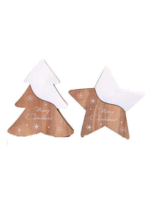 Lot de 2 décorations de Noël sapin et étoile effet bois - Kiabi Lot de 2 décorations de Noël sapin et étoile effet bois - Kiabi