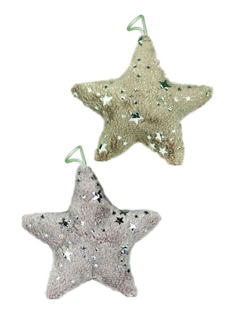 Lot de 2 décorations de sapin en peluche Beige gris - Kiabi