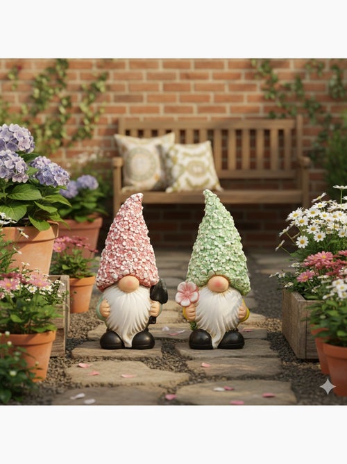 Lot de 2 décorations nains de jardin en magnésie - Kiabi Lot de 2 décorations nains de jardin en magnésie - Kiabi