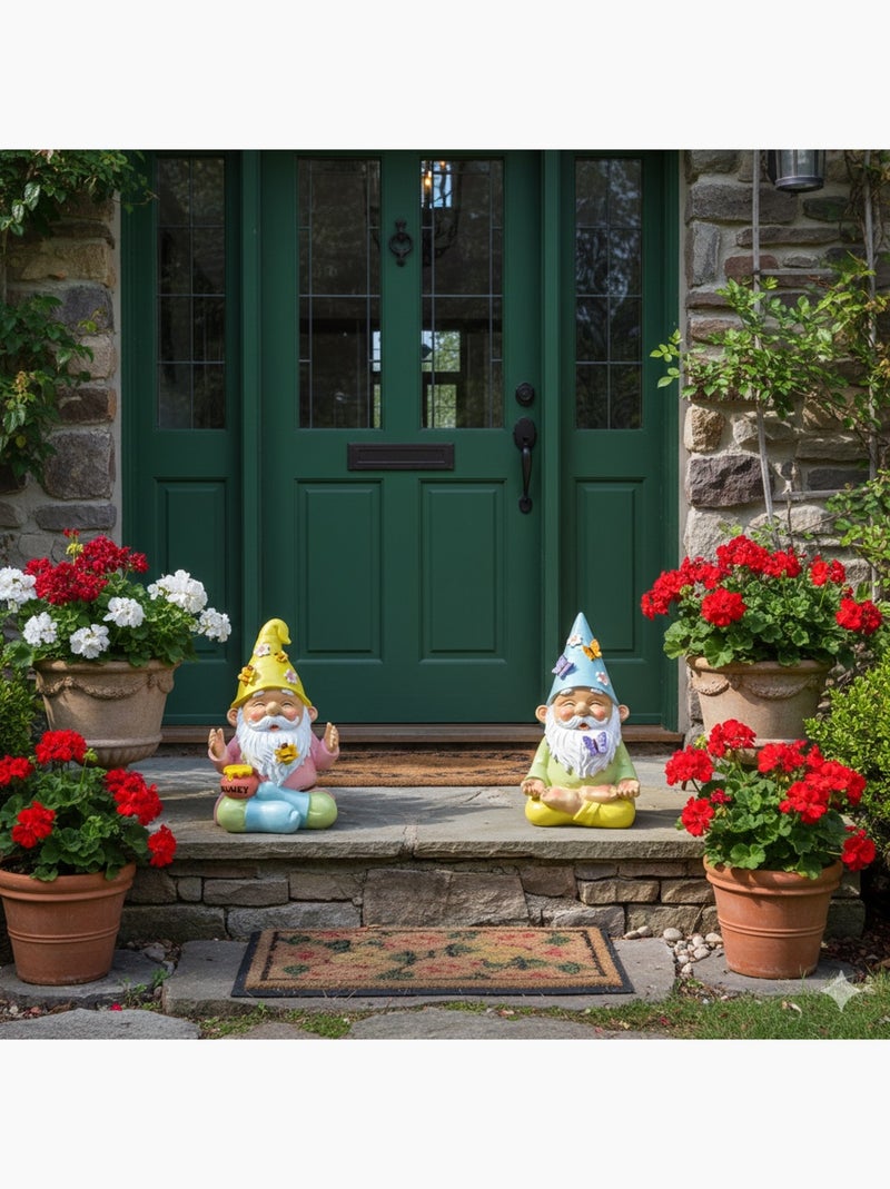Lot de 2 décorations nains de jardin pot de miel Multicolore - Kiabi