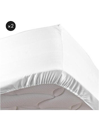 Lot de 2 Drap housse percale de coton 78fils ultra doux
