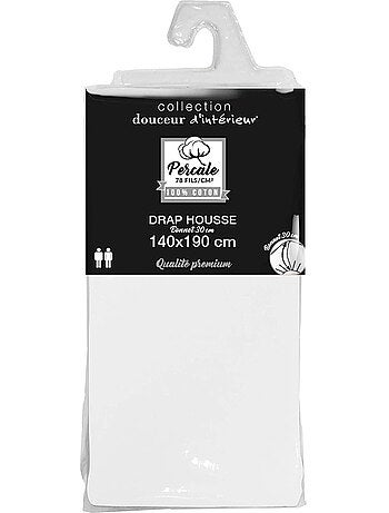 Lot de 2 Drap housse percale de coton 78fils ultra doux
