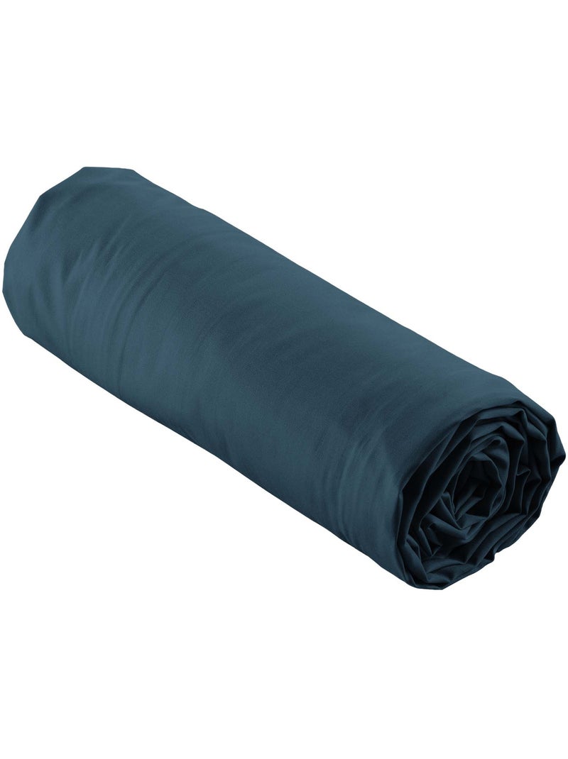 Lot de 2 Drap housse percale de coton 78fils ultra doux Bleu nuit - Kiabi