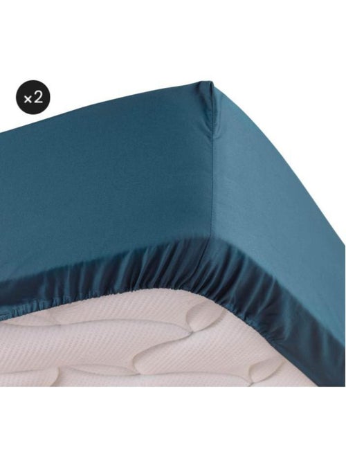 Lot de 2 Drap housse percale de coton 78fils ultra doux - Kiabi