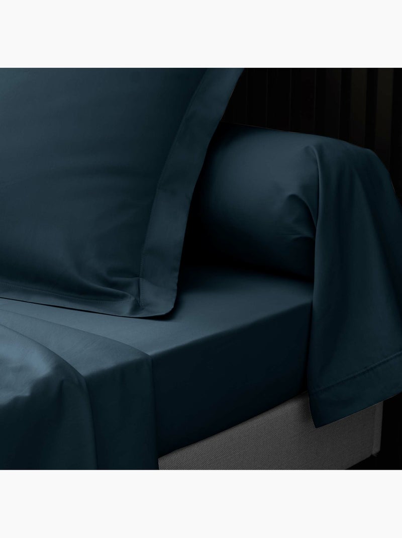 Lot de 2 Drap housse percale de coton 78fils ultra doux Bleu - Kiabi