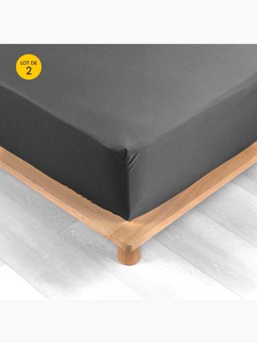 Lot de 2 Drap housse percale de coton 78fils ultra doux - Kiabi