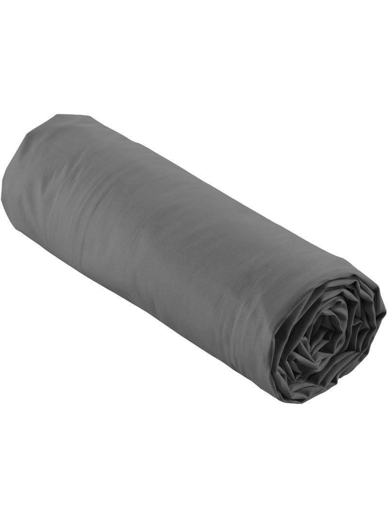Lot de 2 Drap housse percale de coton 78fils ultra doux Gris Acier - Kiabi