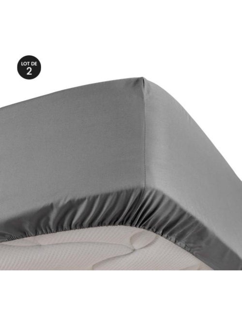 Lot de 2 Drap housse percale de coton 78fils ultra doux - Kiabi