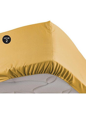 Lot de 2 Drap housse percale de coton 78fils ultra doux